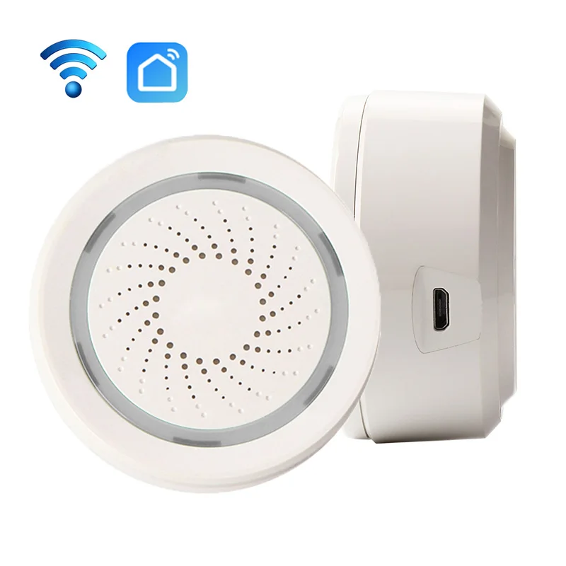 Умная беспроводная Wi Fi сирена с датчиком сигнализации питание от USB через