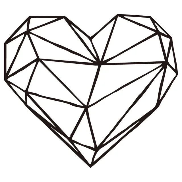 Line Art Heart Shape : Geometric heart wall decal art design removable love