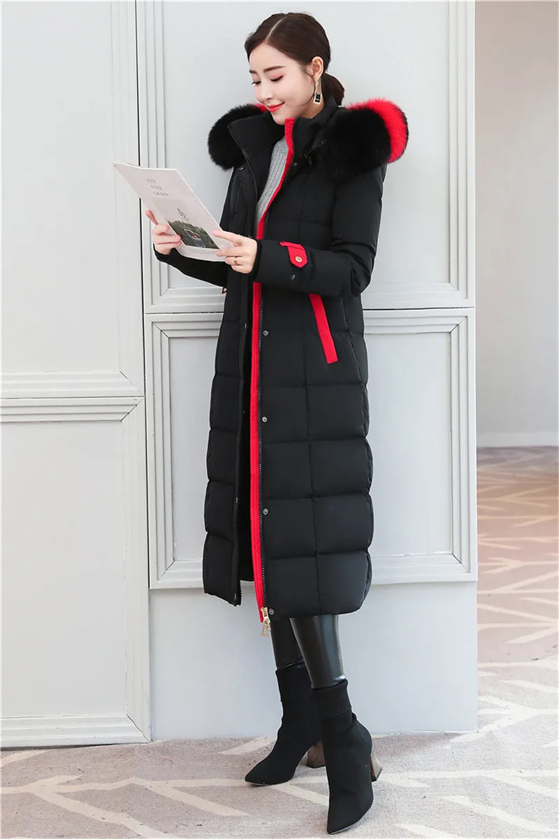 Top New Winter down jacket women Lengthen parka Fox big fur collar Hooded coat female Plus size Thicken high quality down coats 2199 6