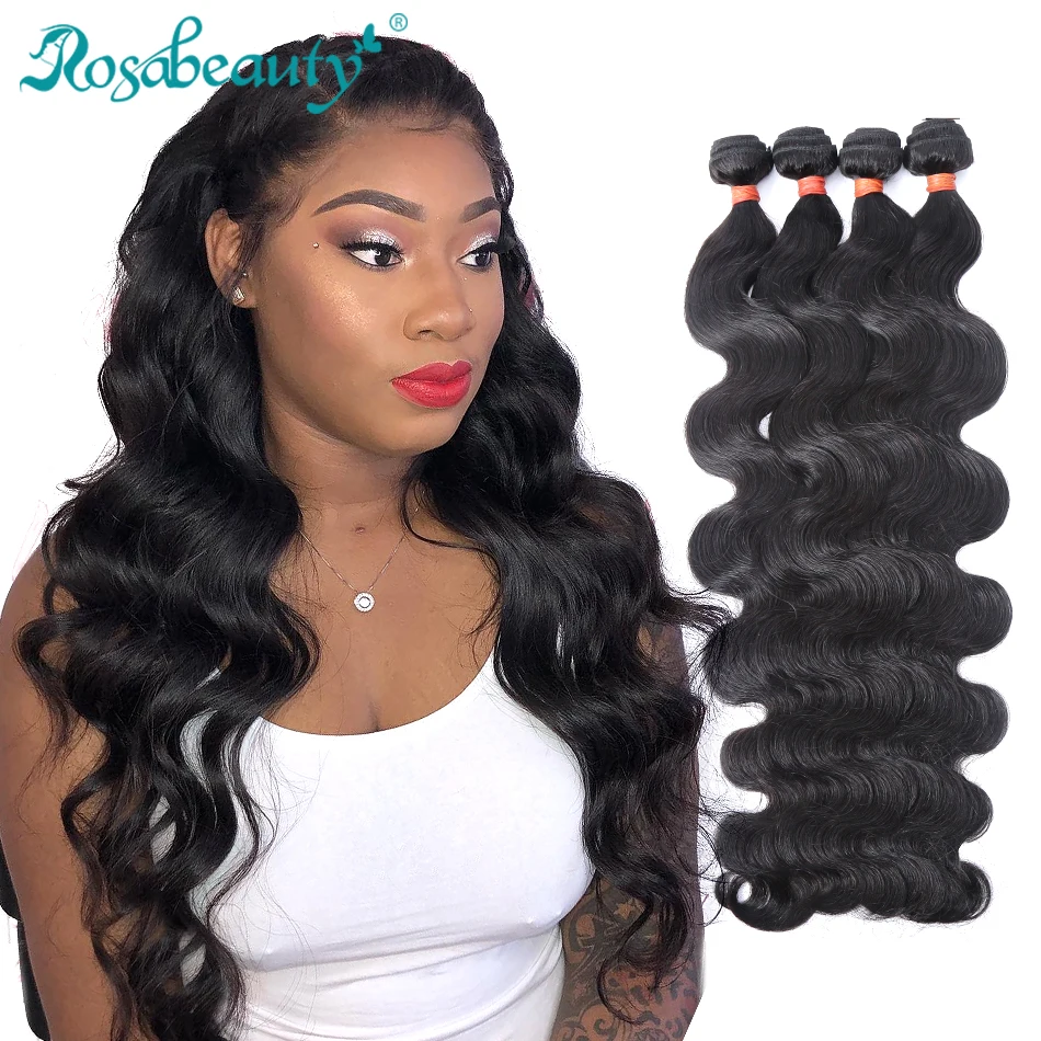 

Rosabeauty 10A Brazilian Hair Body Wave 1/3/4 Pcs 100% Unprocessed Human Hair Weave 30 Inch Bundles Virgin Hair Extension