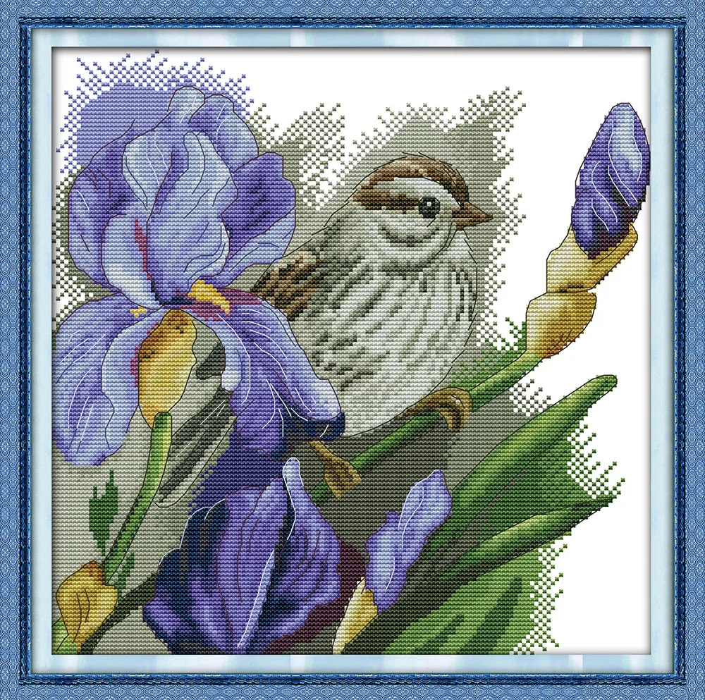 

The sparrow and flowers counted printed on fabric DMC 14CT 11CT Cross Stitch kitsembroidery needlework Sets Home Decor