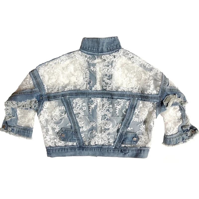 [DEAT] Осенняя новая женская одежда высокого качества, короткая джинсовая куртка с трехмерной цветочной вышивкой, WI246