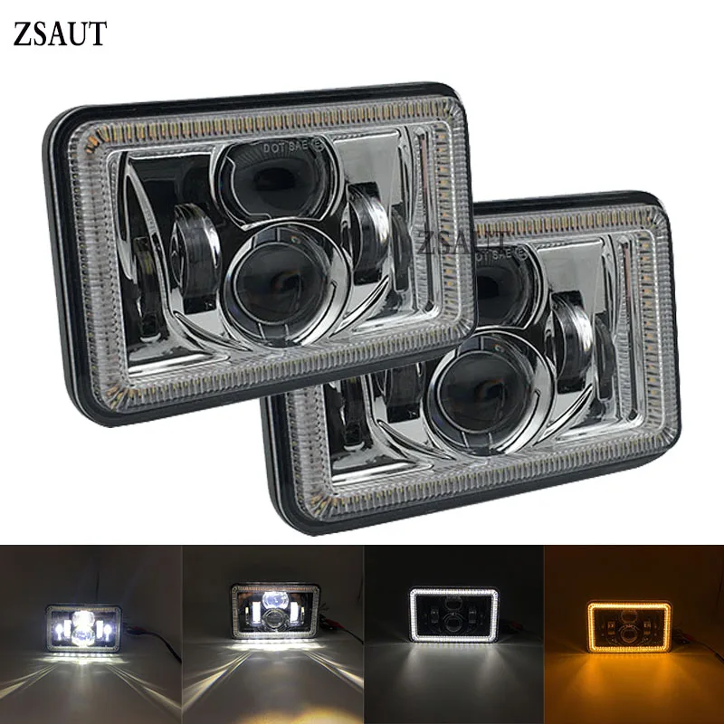 쌍 4x6 H4 트럭 헤드 라이트 전구 높은/낮은 빔 라이트 실드 빔 전구 교체 883 램프 닷지|자동차 라이트 어셈블리