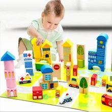 62 шт 3D модель строительные блоки для детей Детские деревянные игрушки Обучающие Развивающие игрушки креативный город Кубики "дорожное движение" игрушки для детей одежда для малышей