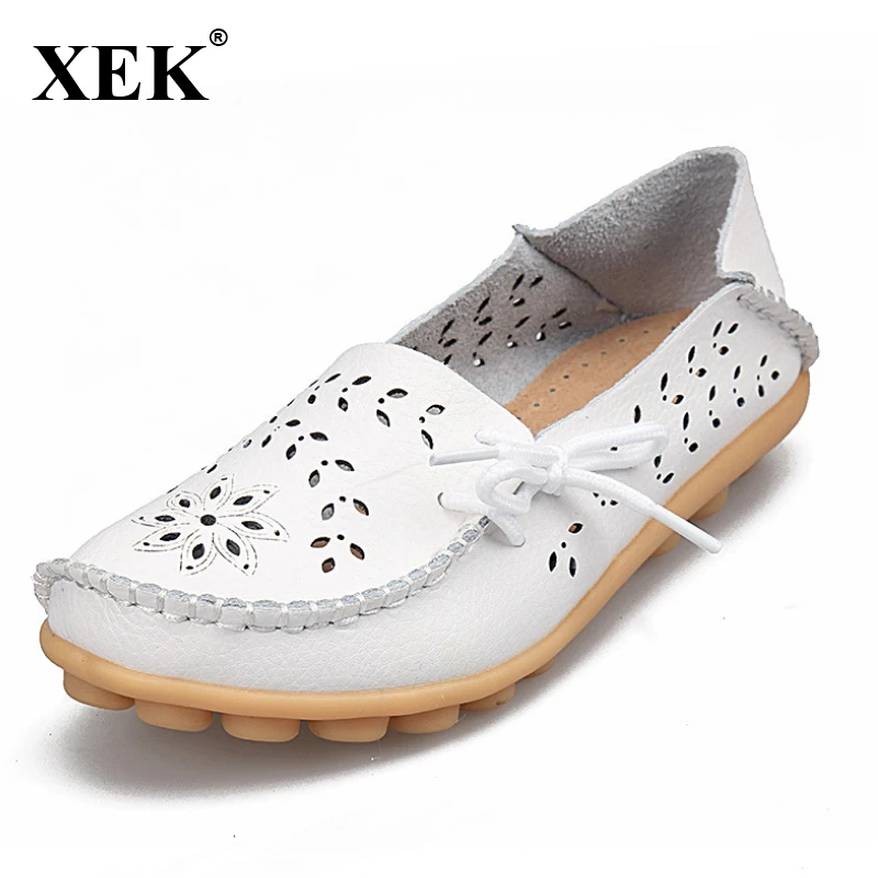 Xek Women's Casual Genuine Leather Shoes Woman Loafers Slipon Female