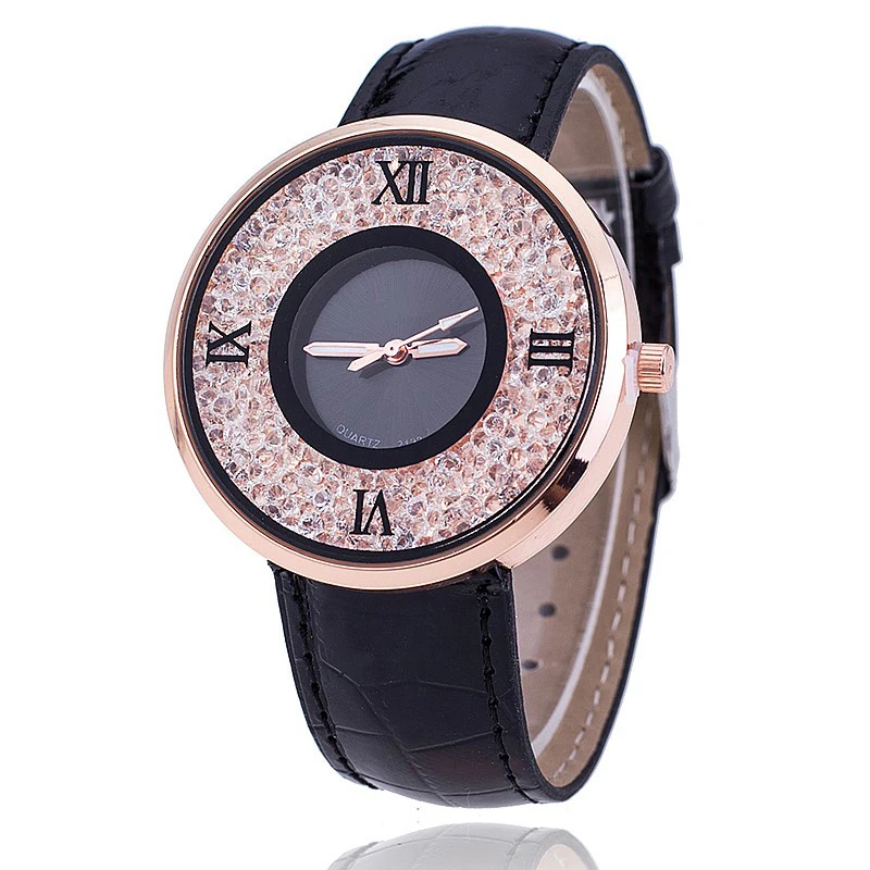 

Brand Fashion Women Rhinestone Watches Luxury Leather Women Dress Watch Casual Quartz Watches Relogio Feminino P001178