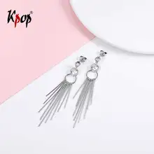 Женские серебряные серьги кисточки Kpop эффектные богемные с