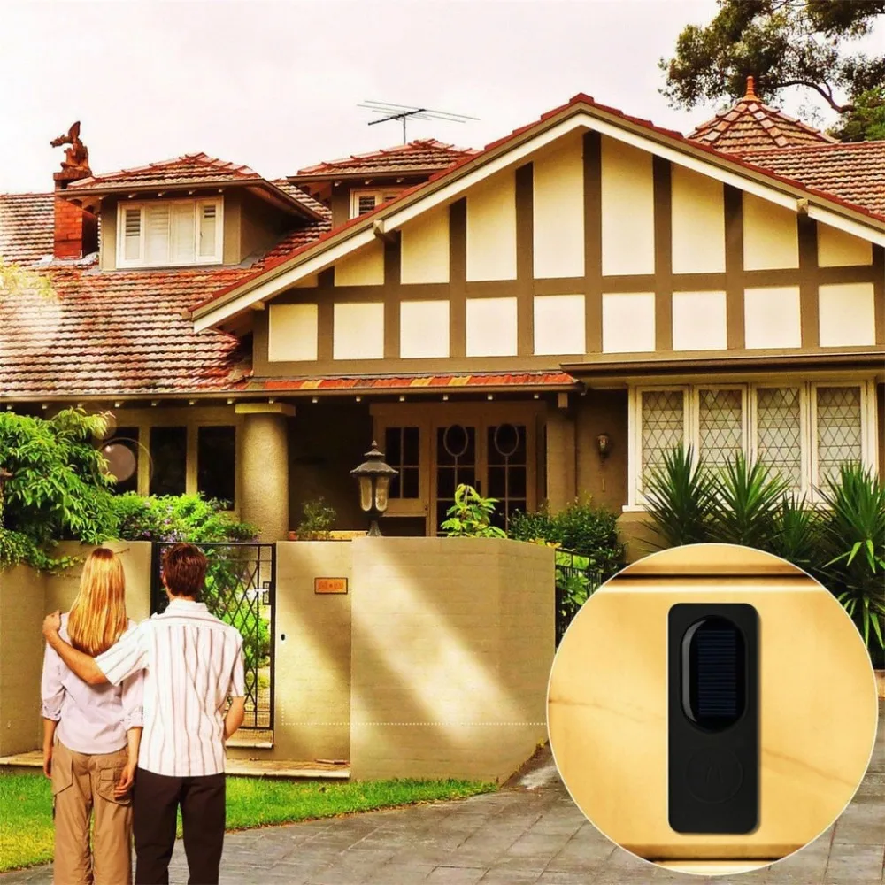 Solar Powered Wireless Doorbell Alert System LED Light Intelligent Home Door Bell 300M Range 52 Chimes Electric Doorbell Solar Powered Wireless Doorbell Alert System LED Light Intelligent Home Door Bell 300M Range 52 Chimes Electric Doorbell