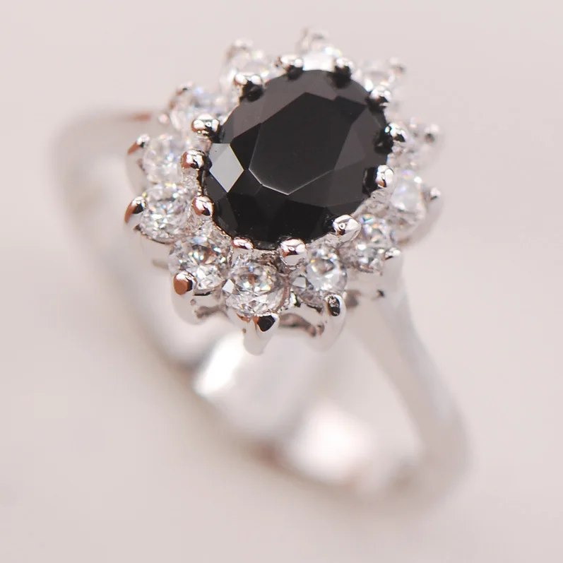 Женское серебряное кольцо с черным ониксом модель F695 размер 5 6 7 8 9|925 sterling silver