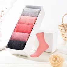 PEONFLY осень зима кроличья шерсть забавные Женские носочки утепленные однотонные канистры женские носки Джокер 5 пар/лот