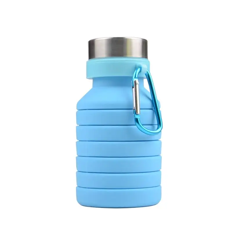 Новые Креативные сдавливаемые регулируемые бутылки для воды, складные бутылки для спорта, путешествий, альпинизма, пешего туризма, бутылки для напитков, чайник 550 мл - Цвет: Синий