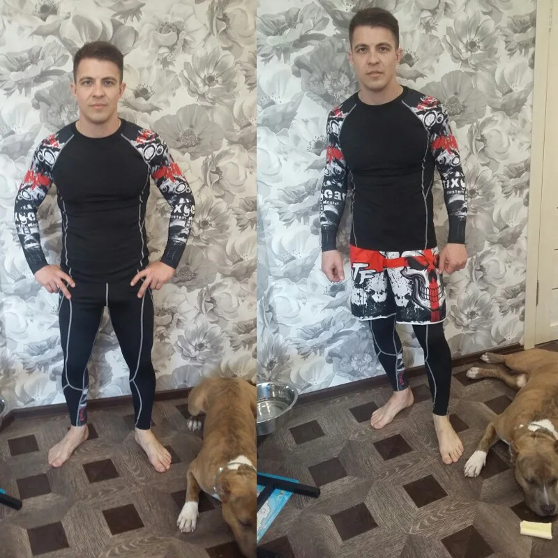 

rash guard mma male fitness training compression suit men's running suit brand MMA Rashard kit running set