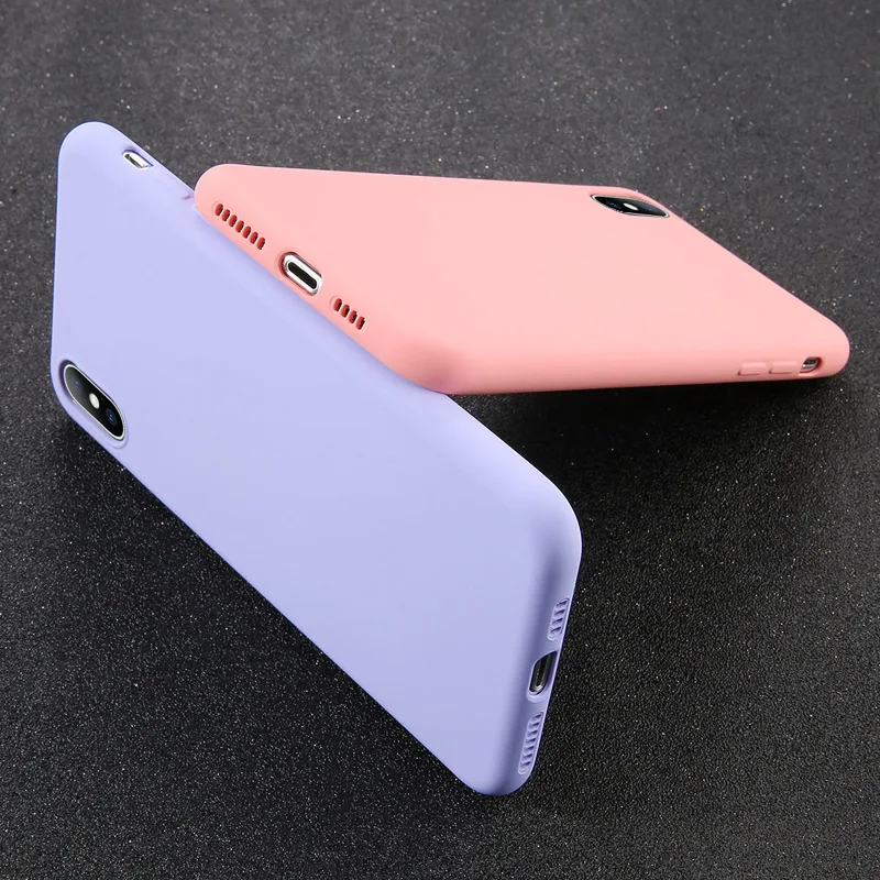 USLION Silicone Solid Color Case for iPhone XS 11 Pro MAX XR X XS Max Candy Phone Cases for iPhone 11 7 6 6S 8 Plus Soft Cover