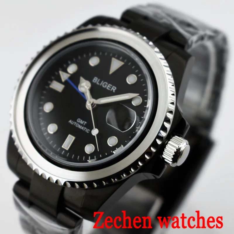 

43mm Bliger Men's Luminous Watch Stainless Steel Mechanical Watch Fashion Automatic Date Mechanical Watch