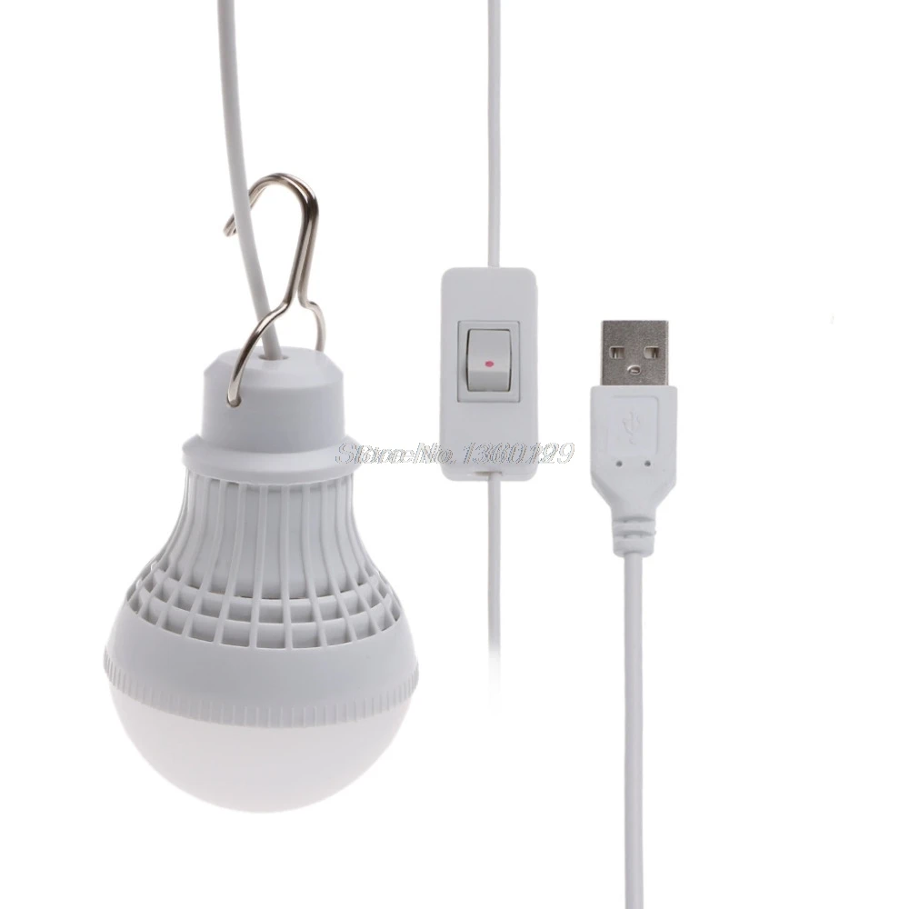 

Smart USB Rechargeable Led Emergency Light Button Switch 5V 5W LED Bulb Camping Home Night Lamp White Color