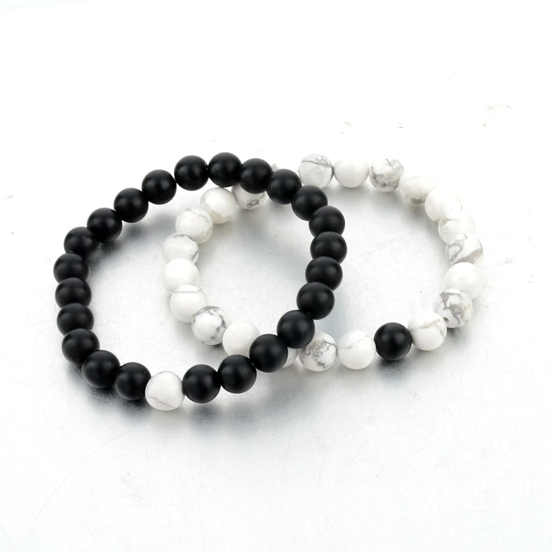 

New Arrival Black White Couple Buddha Bracelet Charms Relationship Distance Braclet Set For Men Women Friend Yoga Jewelry Gift