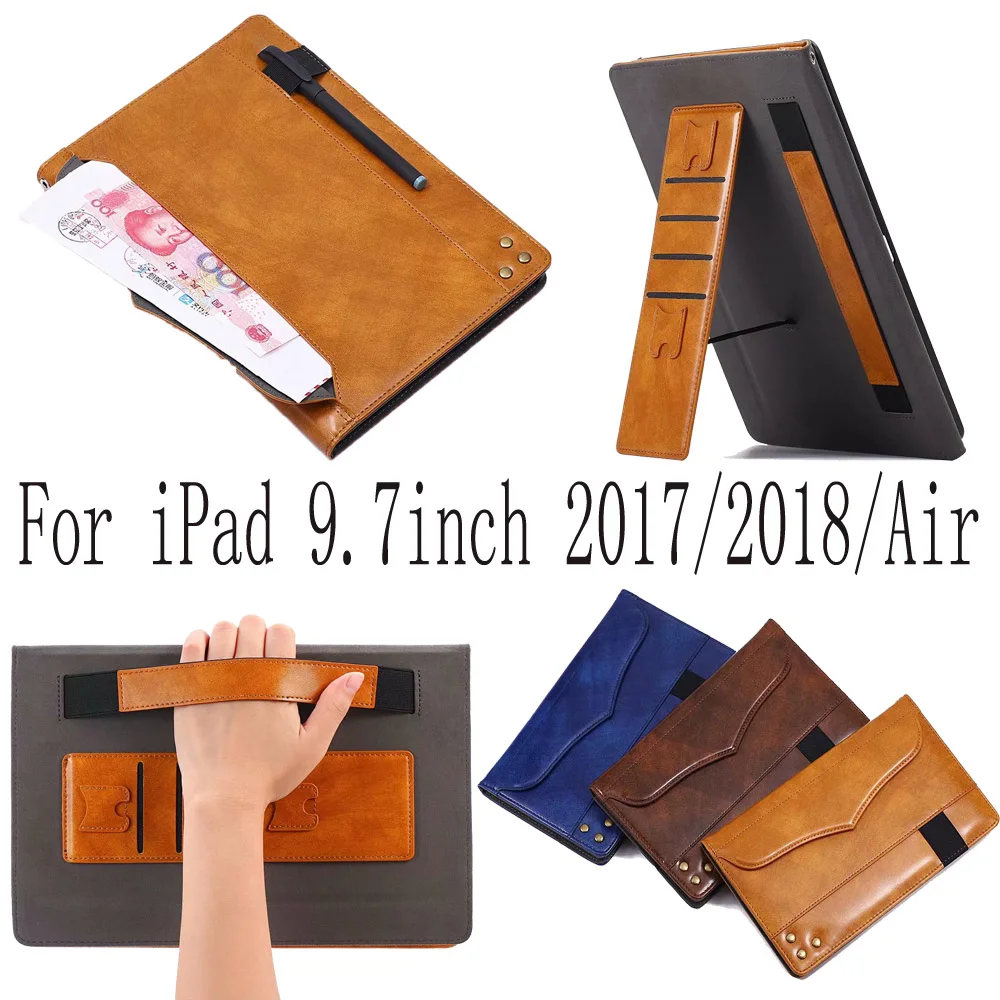

Vintage PU Leather Tablet Case for iPad 9.7'' 2017/2018 Card Pocket Holder Wallet Portablet Smart Case For iPad Air Flip Cover