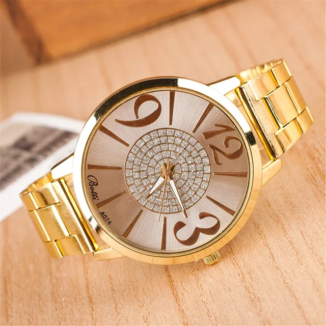 2019 New Brand Gold Geneva Big Casual Quartz Watch Women Stainless Steel Dress W 2019 New Brand Gold Geneva Big Casual Quartz Watch Women Stainless Steel Dress W