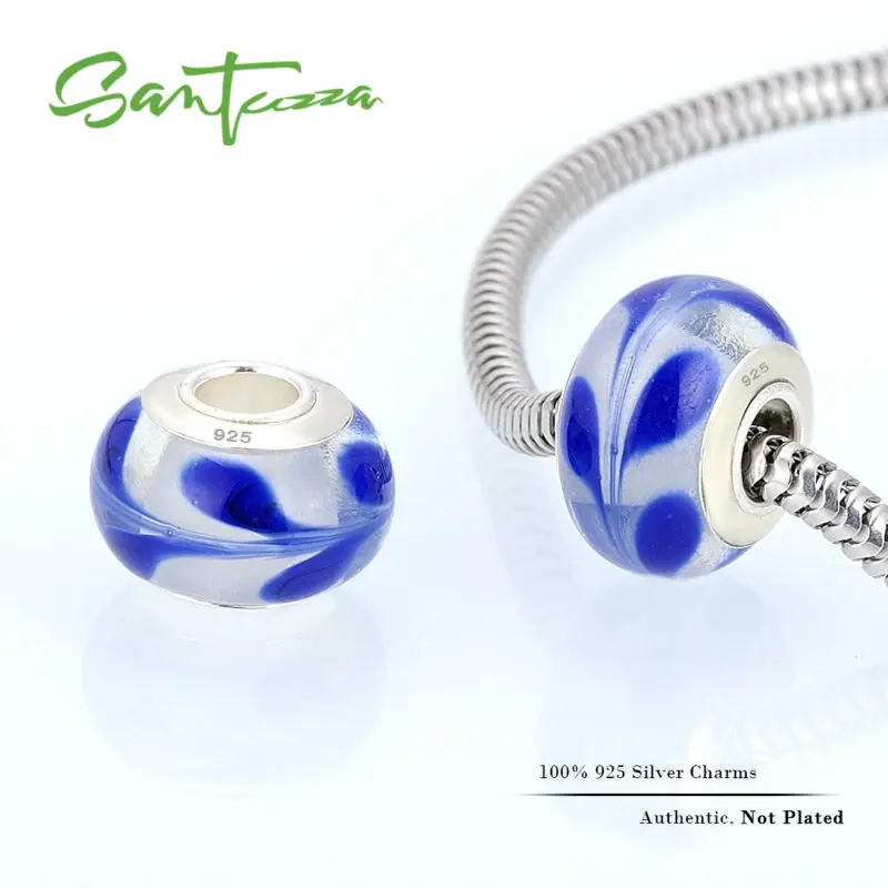 

Murano Glass Beads Charm Fit Bracelet Bangle DIY Making 100% Authentic 925 Sterling Silver Women Jewelry Blue
