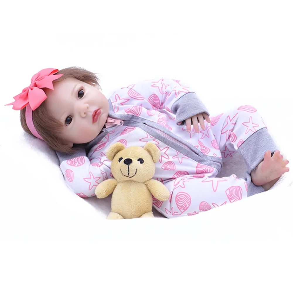 SanyDoll 16 дюймов 43 см Силиконовые baby reborn куклы, кукла reborn милая кукла в платье Рождественский подарок