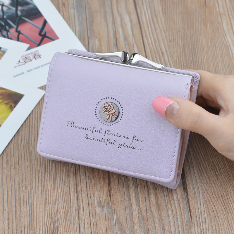 Женские бумажники женские кошельки Женская мода клатч мини Pu Маленький короткий кошелек портмоне для женщин женские кошельки - Цвет: Фиолетовый
