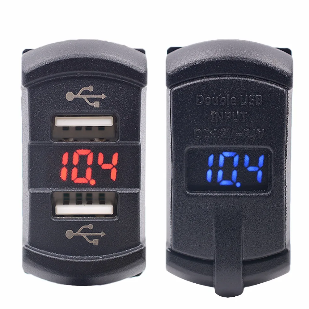 

Dual USB 12V Car Boat Socket Rocker Switch Panel with Voltage Voltmeter