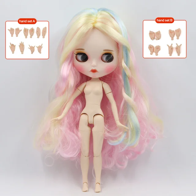 Ледяной телесного цвета Blyth кукольные нет. BL1017/136/288/6005 розовый смешанный волос матовая лицевая сторона и Ти кожи шарнирное тело - Цвет: nude doll(AB)