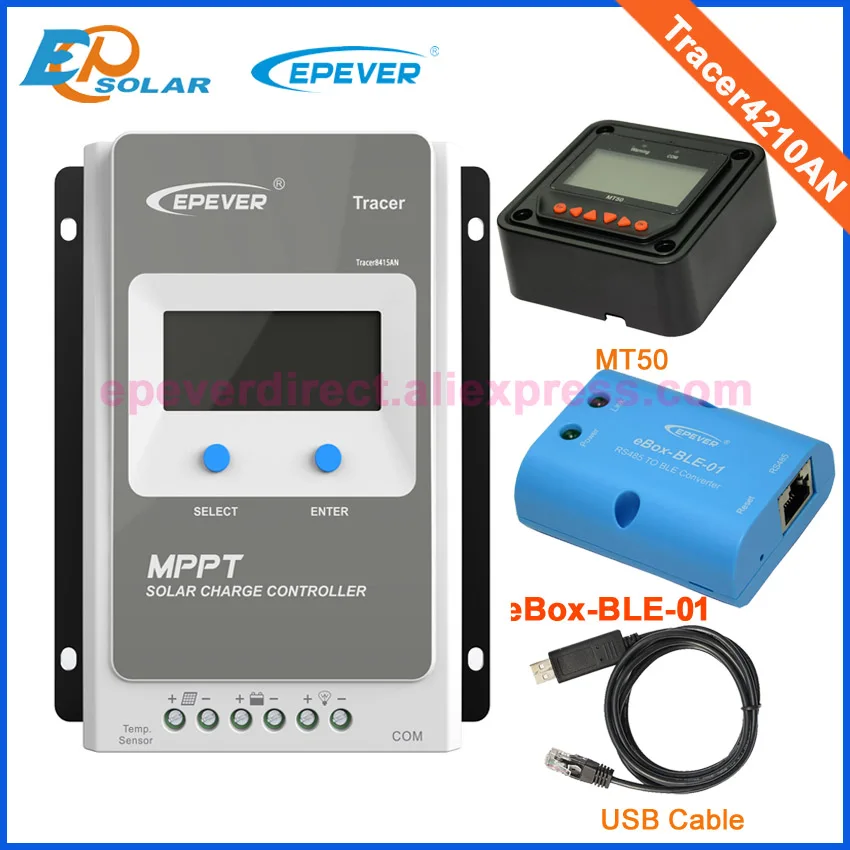 

Solar 24V battery charger controller ble box and USB cable Tracer4210AN 40A 12V MT50 Meter 40amps MPPT EPEVER EPsolar