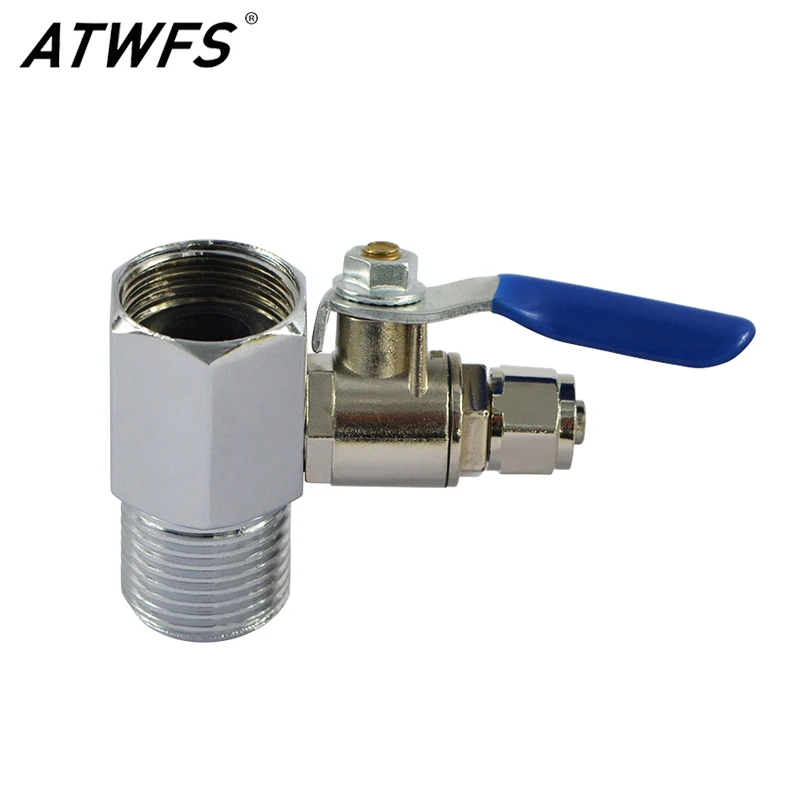ATWFS Water long tee +1 / 4 inch ball valve RO water purifier 1/2 inch