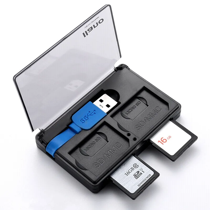 

USB Card Reader With Storage Box for TF SD Micro Card MMC USB 3.0 Smart Memory Cards Flash Read Write High Speed for Computer