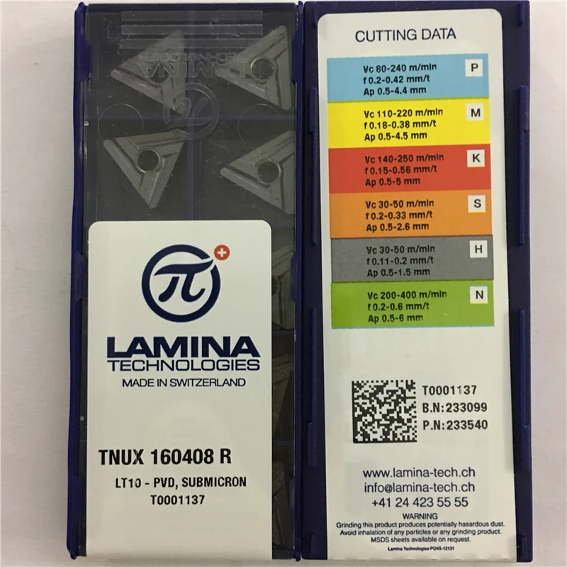 TNUX160408R LT10 100% Original LAMINA carbide