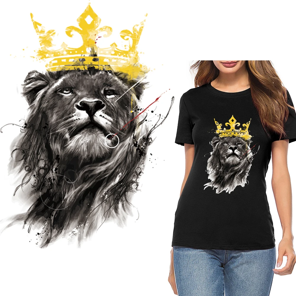 

1Pcs 2019 Hot Lion king Patches Heat Transfer Iron On Patch A-level Washable Clothes Stickers Easy Print By Household Irons Gift