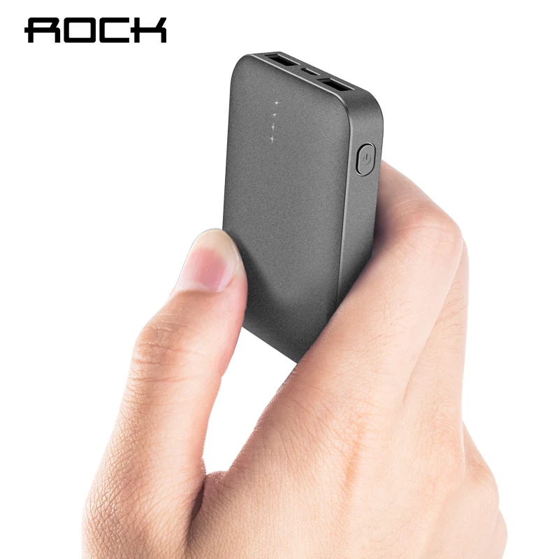  ROCK Mini Power Bank 10000mAh External Dual USB Battery Charger Portable Ultra-thin Polymer Powerba