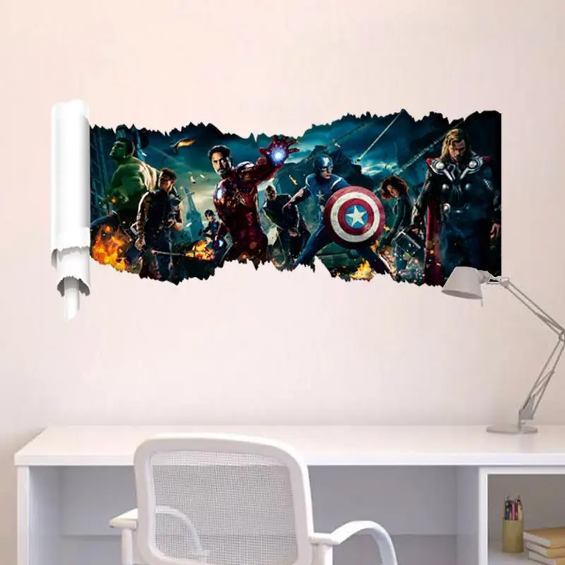 Супер герой Фигурки Мстителей виниловые наклейки на стену для детской комнаты ПВХ Наклейки на стены домашний декор Мода сильная сила мечта 1432
