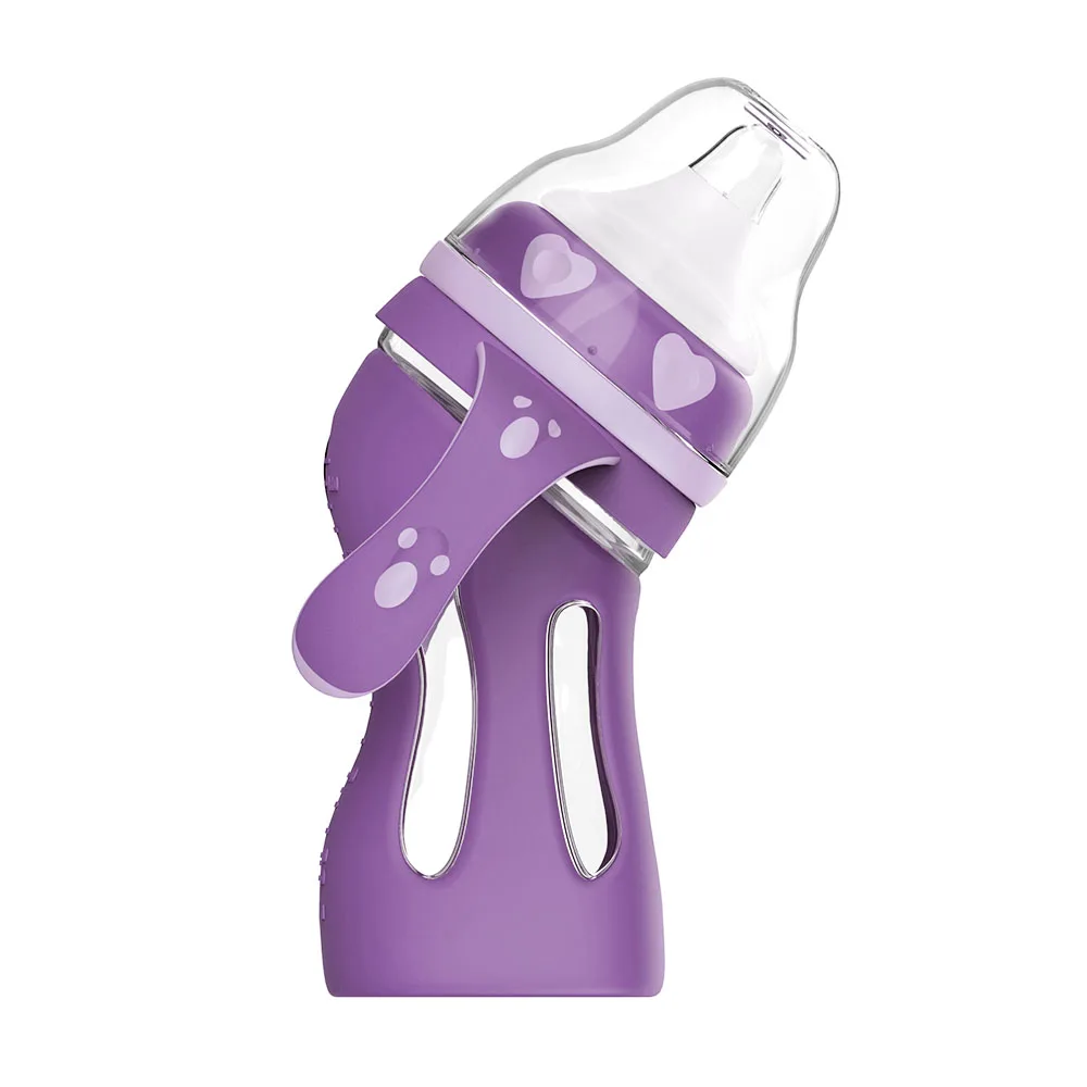

180/240ml Bottle Feeding Baby Normal Flow Tip Angle Fall Resistant Anti-Colic Newborns Milk bottles with Temperature Sensing 0-3