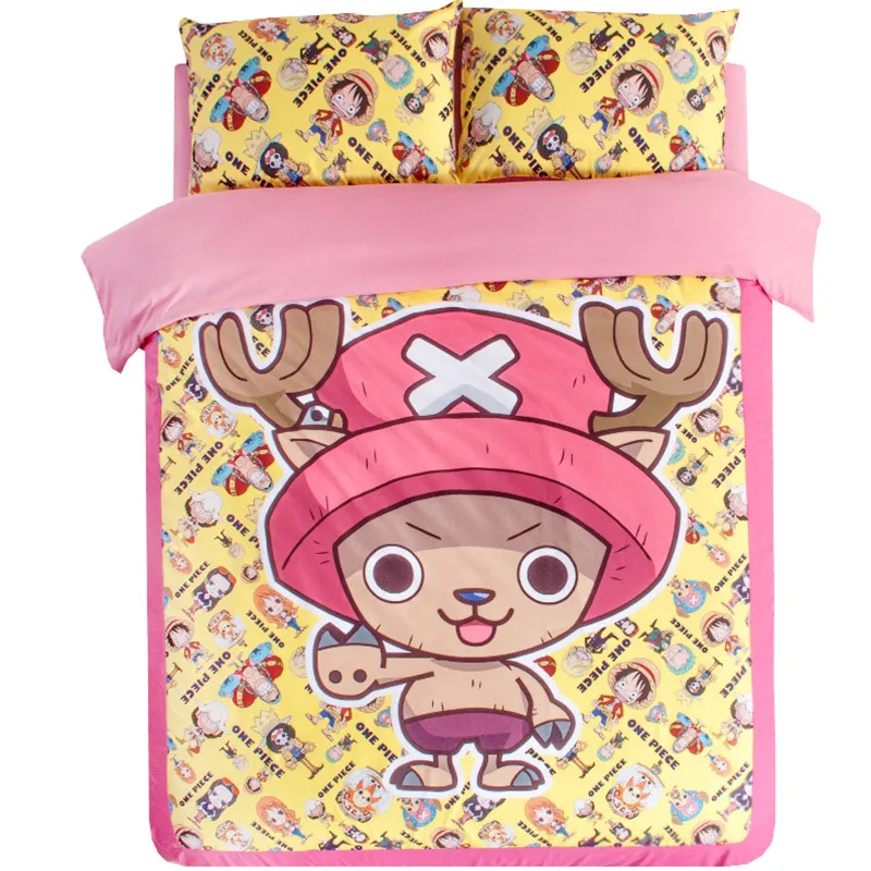 Cartoon One Piece 3D pink full queen king size cartoon bedding sets single double white boys quilts duvet cover set pillowcase | Дом и сад