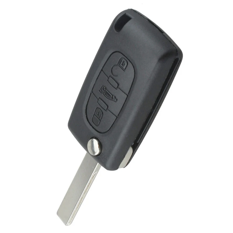 

E18 3 Buttons Folding Replacement Key Remote Fob Shell Case with Uncut Car Flip Key for Peugeot 107 207 307 407 408