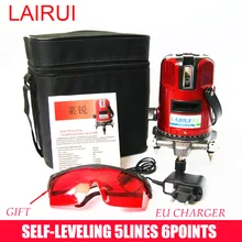 5 линий 6 точек лазерный уровень 360 градусов Поворотный крест лазерный уровень с наружным режимом и наклоном slash режим прочный мешок