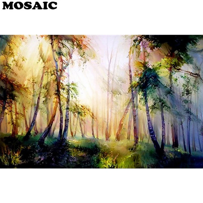 

DIY 5D full square Diamond Embroidery Landscape Forest Tree Plant Picture Painitng Sewing Craft Knitting Needles Wall Decoration