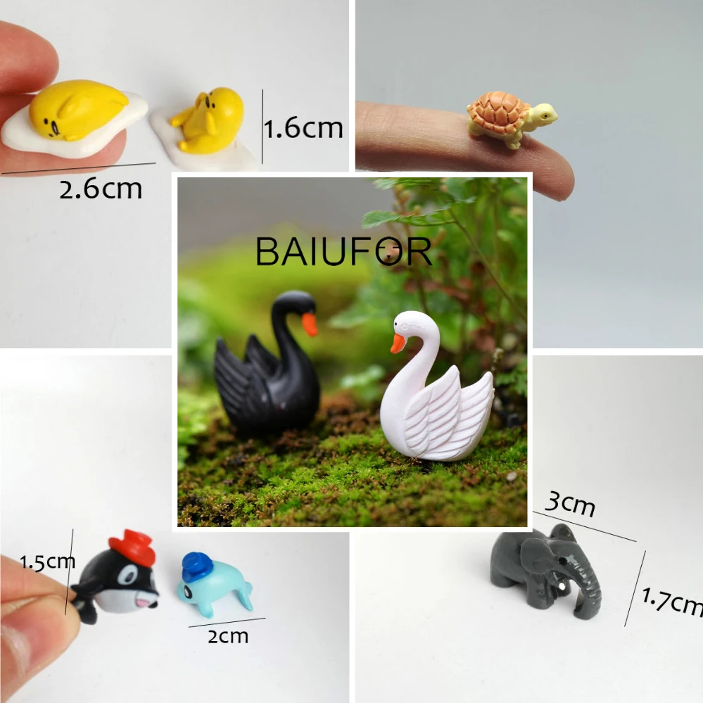 

BAIUFOR Mini Animals Miniature Fairy Garden Decor Moss Landscape Accessories diy Terrarium Figurines dolphin penguin swan bus