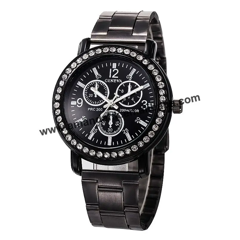 

New Wholesale Alloy Casual Rhinestone Watches Fashion Woman Wrist Watch Metal Watchband Lady Dress Wristwatch