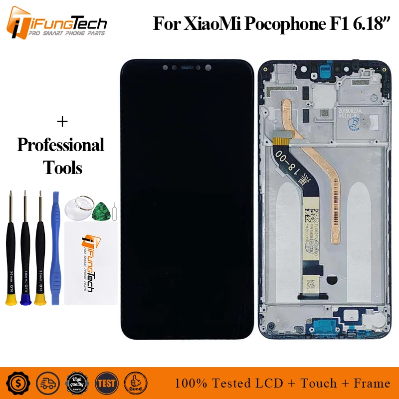 

6.18" AAA Quality FHD LCD+Frame For Xiaomi Pocophone F1 LCD Display Screen Replacement For POCO F1 LCD 2246*1080 Resolution