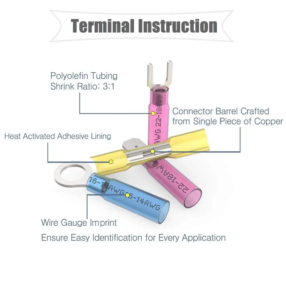 810 шт Термоусадочные соединители-электрические соединители проводов обжимные Соединители-изолированный автомобильный морской комплект проводов