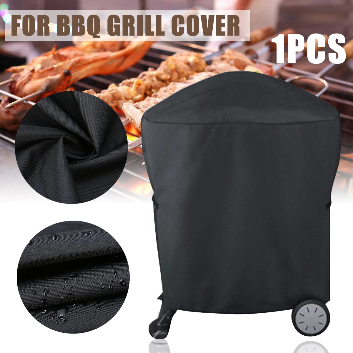 1pc Barbecue Cover Polyester Waterproof Rolling Cart BBQ Cover Camping Protective Cover for Weber Q200 Series #7113
