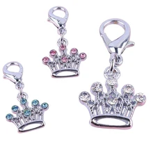 Подвеска в форме короны с кристаллами для собаки, аксессуары для ошейника, стразы, идентификационные бирки для собак, товары для домашних животных