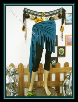 

Lycra Cotton Gothic Tribal Belly Dance Hip Scarf Wrap Waist Belt With Short Tassels BL90-95