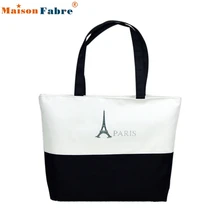 High quality Canvas Eiffel Tower Pattern Girls Shopping Shoulder Bags Handbag Beach