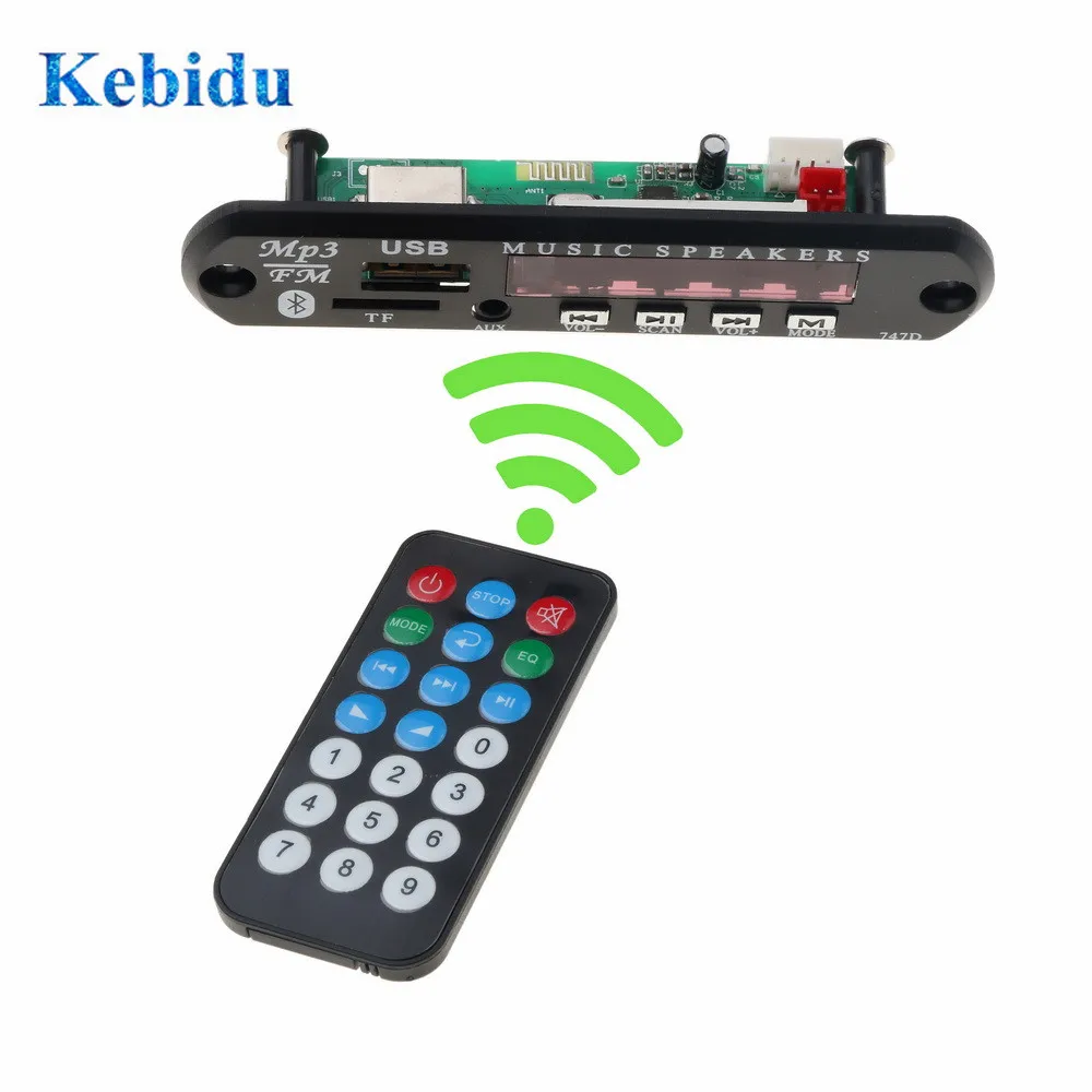 

KEBIDU 5V 12V USB Car Audio MP3 Player Wireless Bluetooth TF FM Radio Module MP3 WMA Decoder Board with Remote Control For Car