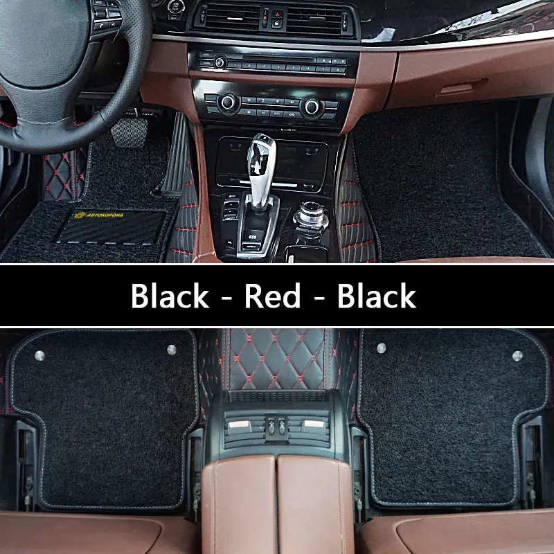 3D напольный коврик для LADA VAZ Priora 2007-2013, водонепроницаемые кожаные коврики, автомобильные аксессуары для интерьера, автомобильные коврики на заказ - Название цвета: BLACK-RED-BLACK