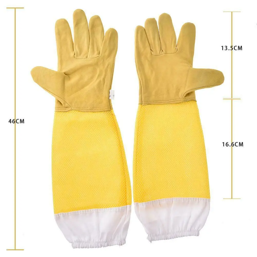 Beekeeper Prevent Gloves Protective Sleeves Ventilated Professional Anti Bee for Apiculture Beekeeper Beehive Yellow
